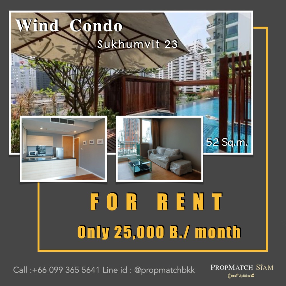 For RentCondoSukhumvit, Asoke, Thonglor : FOR RENT ! Wind condo Sukhumvit 23