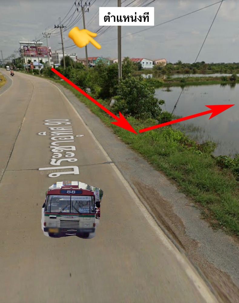 For SaleLandSamut Prakan,Samrong : Land for sale 17 rai next to the main road, Samutkan Province. (Bus passes page 88 (Lad Ya - KMUTT, Bang Khun Thian)