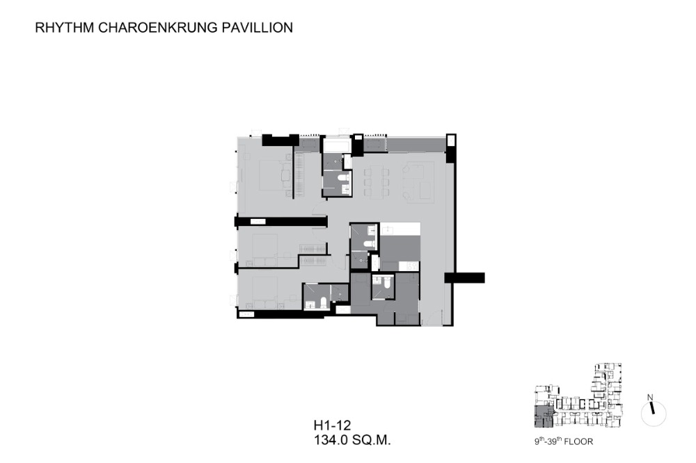 For SaleCondoSathorn, Narathiwat : Rare location!!! --- RHYTHM Charoenkrung Pavilion --- 3 bed 3 bath133 sq.m. 24.92 MB. Tel&Line: 093-9256422(G)