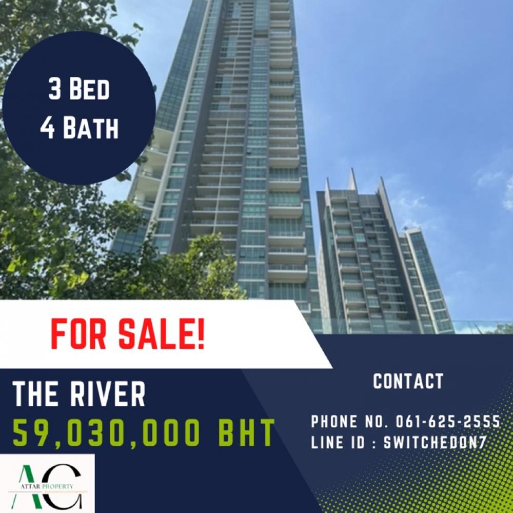 For SaleCondoWongwianyai, Charoennakor : The River 3 bed 4 bath☎️061-625-2555
