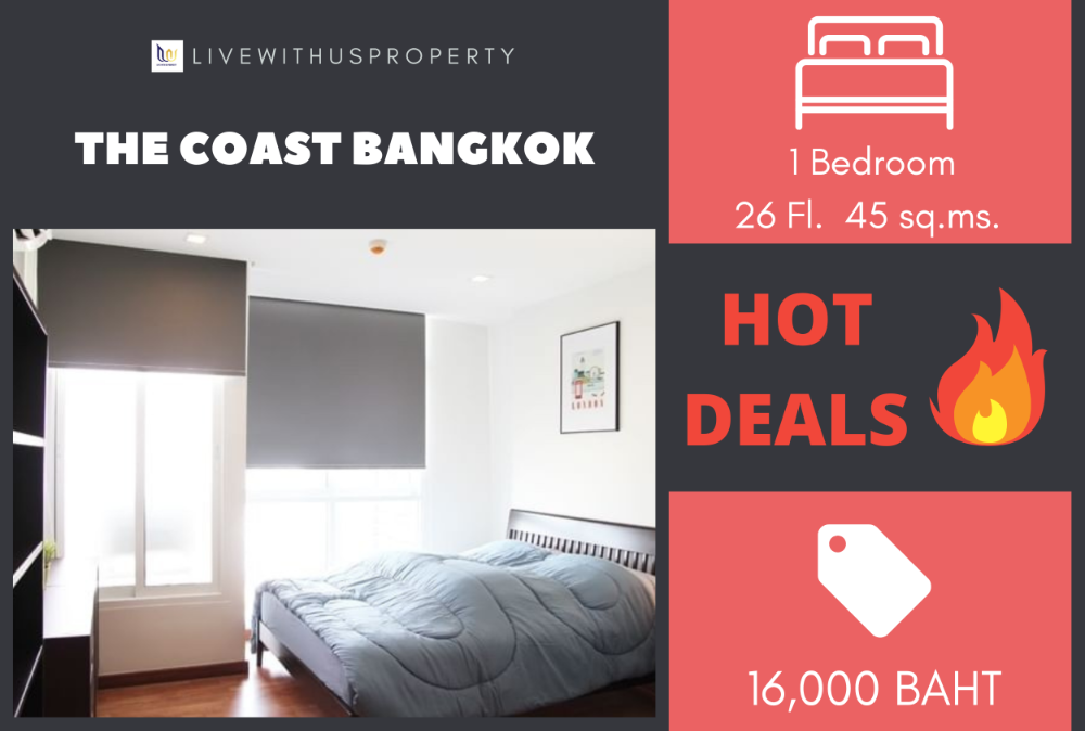 For RentCondoBangna, Bearing, Lasalle : Urgent rent!! Very good price, high floor, beautiful view, very beautiful decoration, The Coast Bangkok
