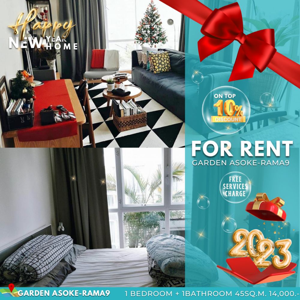 For RentCondoRama9, Petchburi, RCA : Urgent!!! with special discount 🔥Great new room and big unit in good area 🔥🙀 “Garden Asoke-Rama9“ 🏡