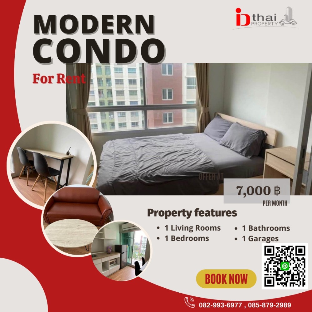 For RentCondoUdon Thani : 🌳Condo for rent, Lumpini Place UD - Phosri, Udon Thani, with furniture. Ready to move in / Condominium for Rent Lumpini Place UD - Posri 🌷