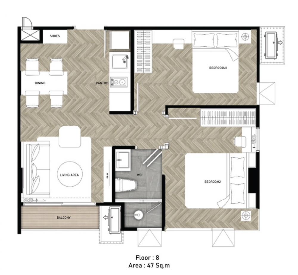 Fynn aree ชั้นบนสุดห้องมุม วิวสวย (2 ห้องนอน) ซอยอารีย์ 2 Loading...