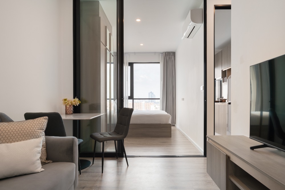 For RentCondoSamut Prakan,Samrong : 🔥Condo for rent Knightsbridge Sukhumvit-Thepharak BTS Thippawan 1 Bedroom 27sqm🔥 Free Wi-Fi✅Short-term contract accepted