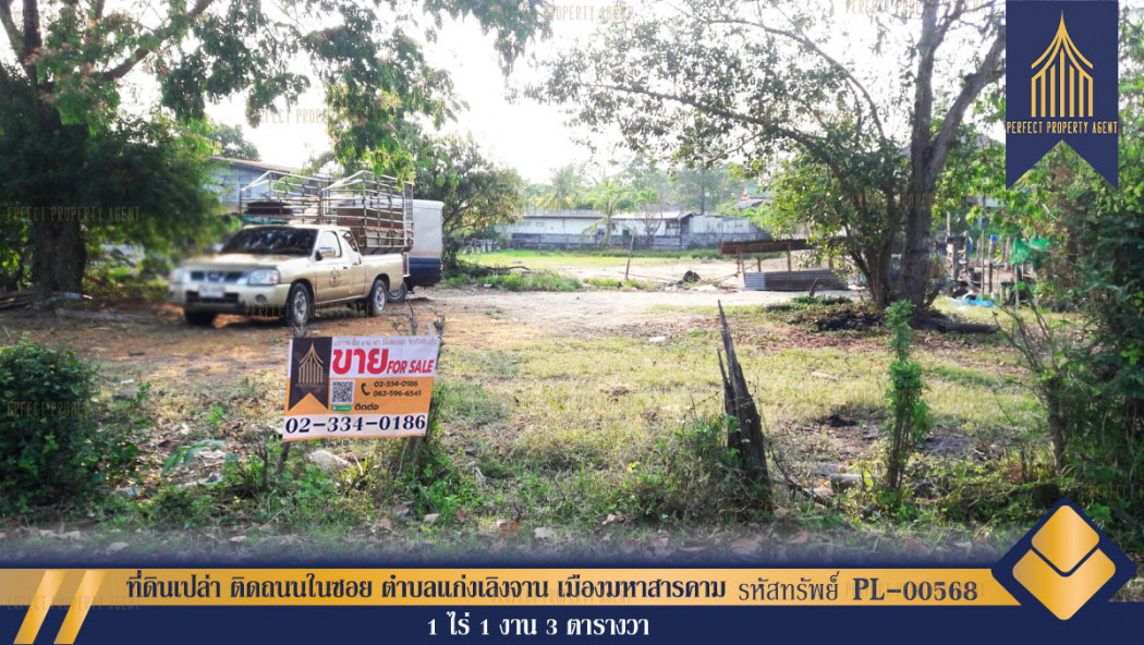 ขายที่ดินมหาสารคาม : ขาย ที่ดิน ที่ดินเปล่า ติดถนนในซอย ตำบลแก่งเลิงจาน เมืองมหาสารคาม 1 ไร่ 1 งาน