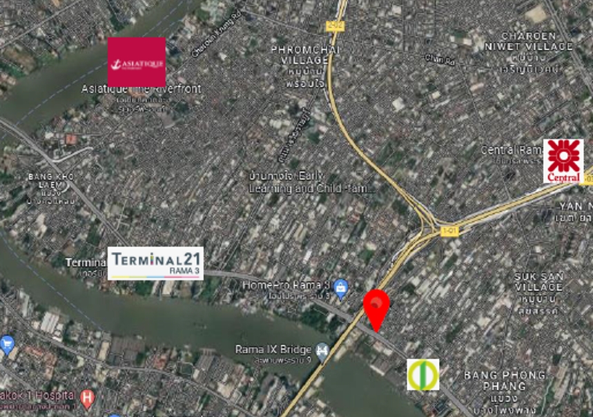 For SaleLandRama3 (Riverside),Satupadit : Land for sale on Ratchadapisek Road, 3 rai 2 ngan 39.8 square wah.