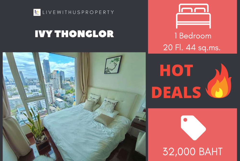 For RentCondoSukhumvit, Asoke, Thonglor : Urgent rent!! Very good price, high floor, beautiful view, very beautiful decoration, IVY THONGLOR