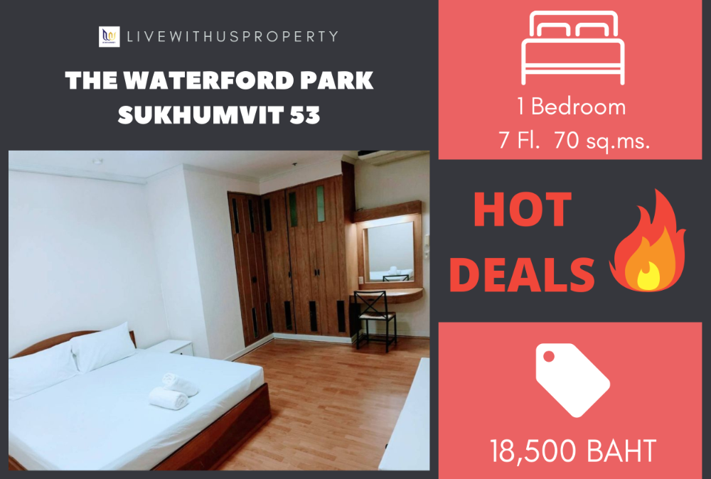 For RentCondoSukhumvit, Asoke, Thonglor : Urgent rent!! Very good price, very beautiful decorated room, The Waterford Park Sukhumvit 53