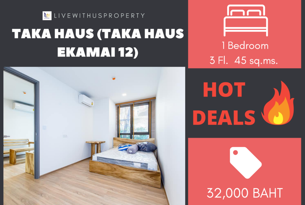 For RentCondoSukhumvit, Asoke, Thonglor : Urgent rent!! Very good price, very nice decorated room, Taka Haus (Taka Haus Ekamai 12)