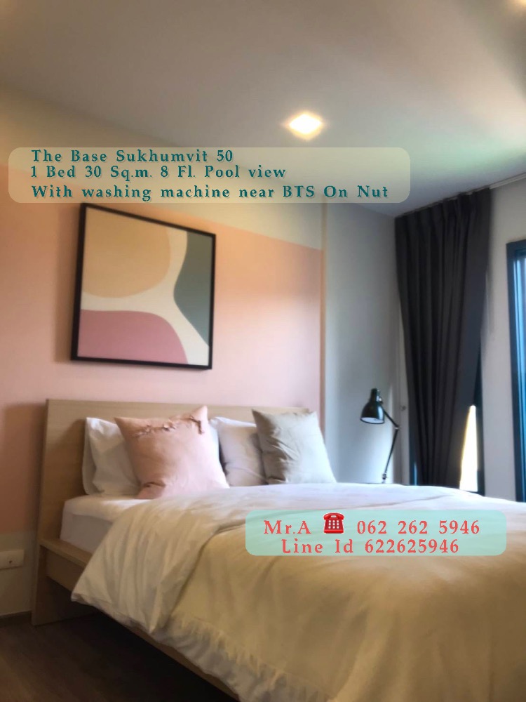 For RentCondoOnnut, Udomsuk : For rent The Base Sukhumvit 50 with washing machine near BTS