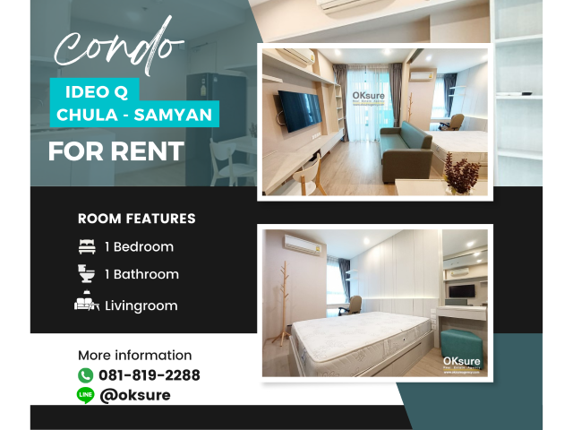 For RentCondoSiam Paragon ,Chulalongkorn,Samyan : Condo for rent ideo q chula-samyan