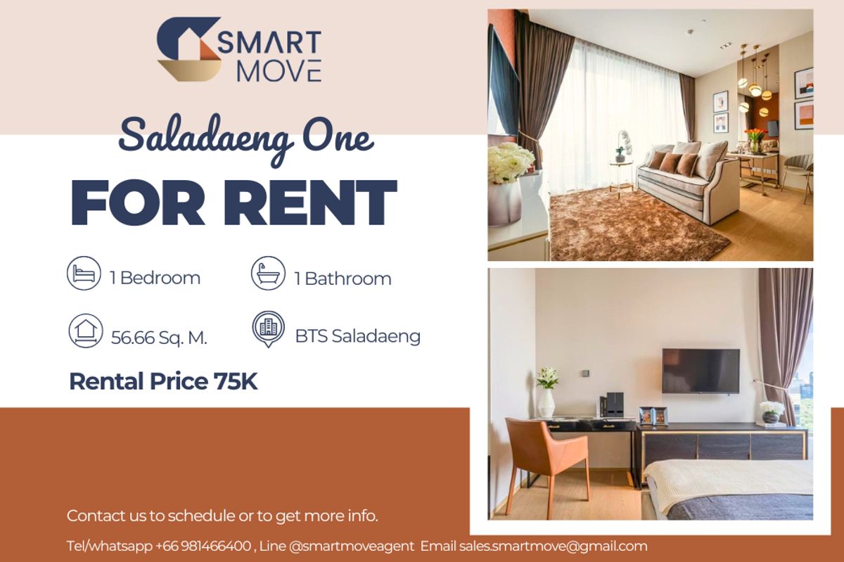 ให้เช่าคอนโดสีลม ศาลาแดง บางรัก : 🔥Code C20230600740....Saladaeng One สำหรับเช่า, 1 ห้องนอน, 1 ห้องน้ำ, ชั้นสูง, แต่งครบ, พร้อมเข้าอยู่🔥