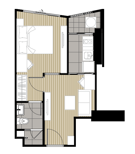 Down payment for sale, Ideo Ramkhamhaeng-Lamsalee Station, 1-Bedroom room, south view, proportional room type. Loading...
