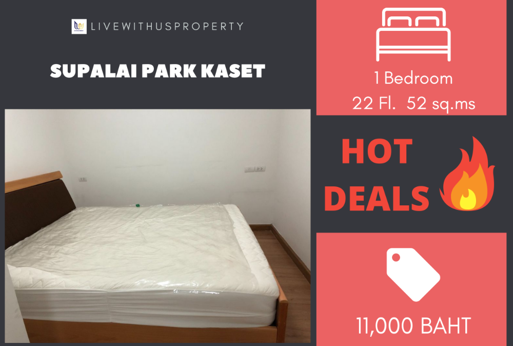 For RentCondoKasetsart, Ratchayothin : Urgent rent!! Very good price, high floor, beautiful view, very beautiful decoration Supalai Park Kaset