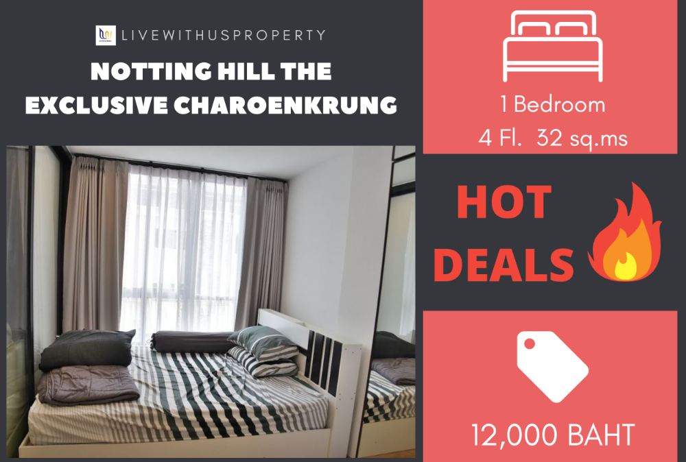 ให้เช่าคอนโดสาทร นราธิวาส : เช่าด่วน!! ราคาดีมาก ห้องแต่งสวยมาก Notting Hill The Exclusive CharoenKrung