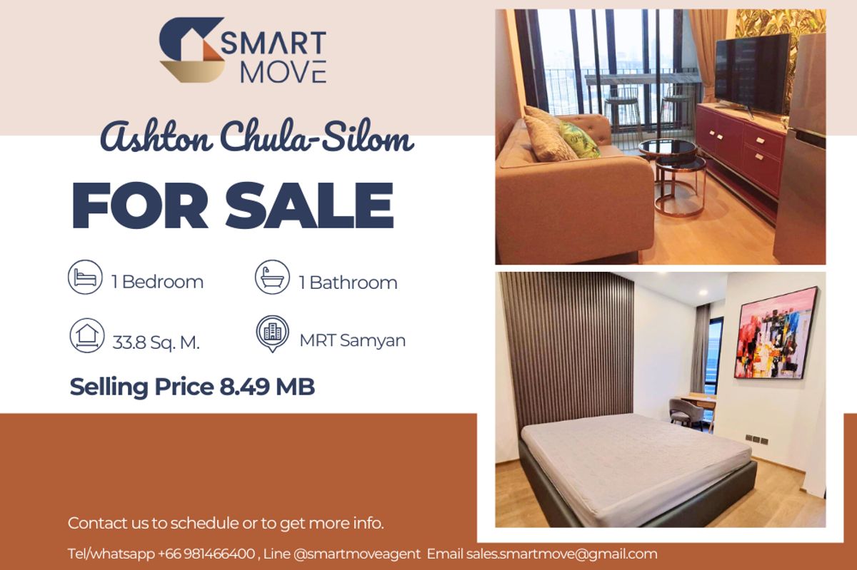 For SaleCondoSiam Paragon ,Chulalongkorn,Samyan : Code C20230900138..........Ashton Chula - Silom for sale, 1 bedroom, 1 bathroom, high floor, furnished, Special Deal!!