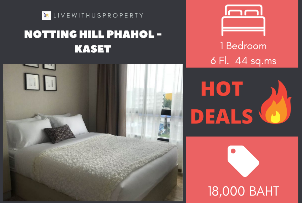 For RentCondoKasetsart, Ratchayothin : Urgent rent!! Very good price, city view, corner room, very beautifully decorated, Notting Hill Phahol - Kaset