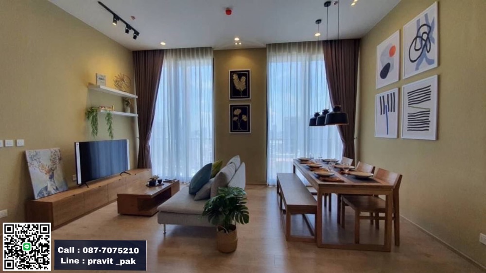 For RentCondoSukhumvit, Asoke, Thonglor : For rent: Noble BE19, size 70 square meters, 2 bedrooms, 2 bathrooms, new room, well decorated, has bathtub, 60,000 baht/month.