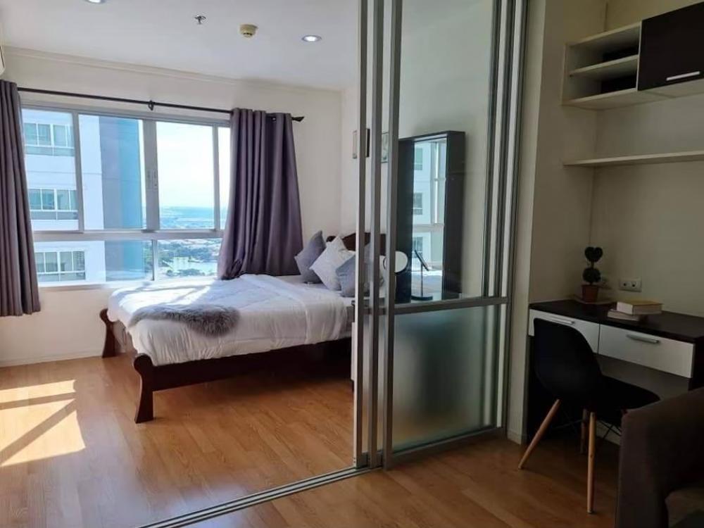 For RentCondoBangna, Bearing, Lasalle : Urgent rent, special price!! Lumpini Mega City Condo, fully furnished + electrical appliances + built-in decorations, corner room, ready to move in!! 24th floor, Building B, size 26.12 sq m.**There is a washing machine.