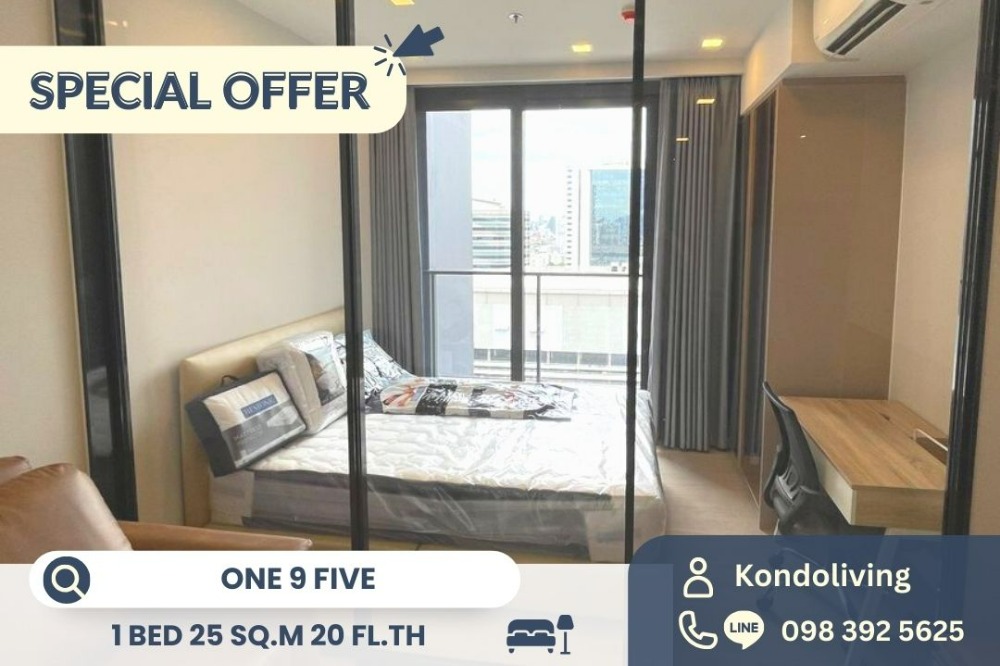 For RentCondoRama9, Petchburi, RCA : 🔥One 9 Five 🔥Beautiful room, fully decorated, good location🏢 near Rama 9 MRT station📞098 392 5625 📱 Line : kondoliving