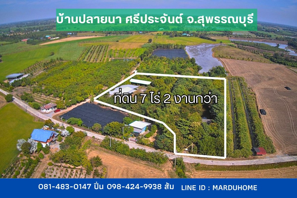 For SaleLandSuphan Buri : Land with factory, forest garden, area 7 rai 2 ngan over, Plai Na Subdistrict, Si Prachan District, Suphan Buri Province.