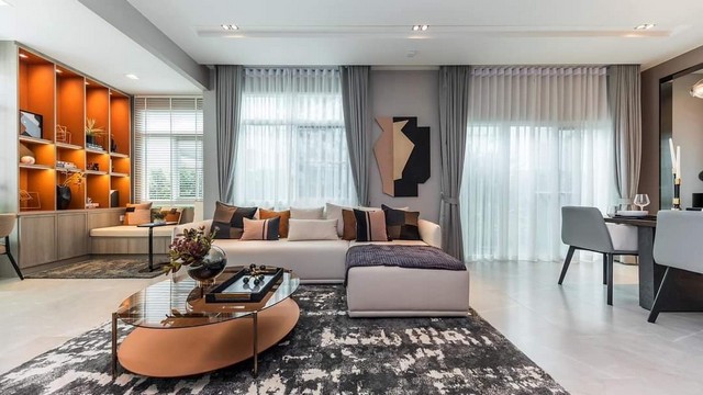 For RentHouseLadkrabang, Suwannaphum Airport : Detached House in Mantana Bangna-Wongwaen for Rent - Fully Furnished Modern House with Prop Styling