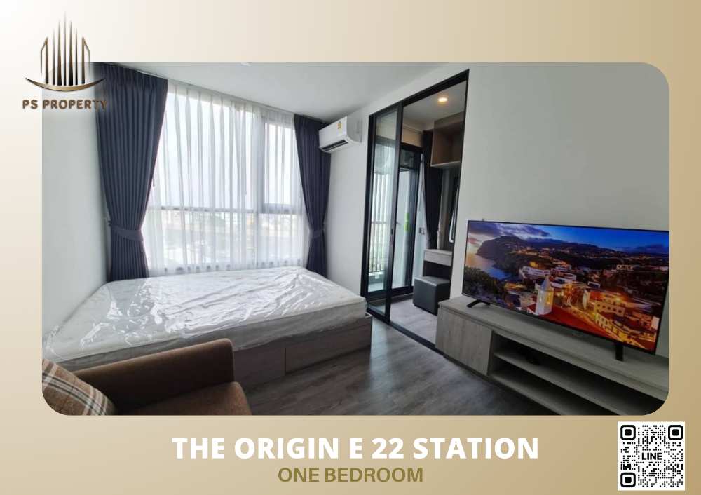 For RentCondoSamut Prakan,Samrong : Condo for rent 📣The Origin E22 Station📣 Beautifully decorated room. Built-in furniture + complete electrical appliances Ready to move in, near 🚝 BTS Sai Luat