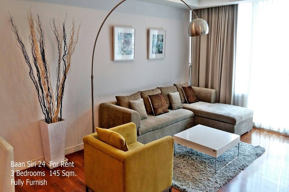 For RentCondoSukhumvit, Asoke, Thonglor : Code C20231100417.........Baan Siri 24 for rent, 3 bedroom, 3 bathroom, high floor, furnished, ready to move in