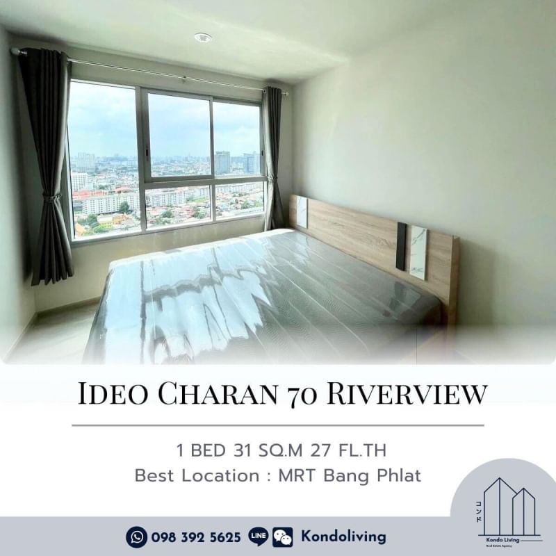 For RentCondoPinklao, Charansanitwong : 🔥For rent Ideo Charan 70 Riverview 🔥River view condo🌇 near MRT Bang Phlat 🚆Fullyfurnished📞098 392 5625 📱 Line : kondoliving