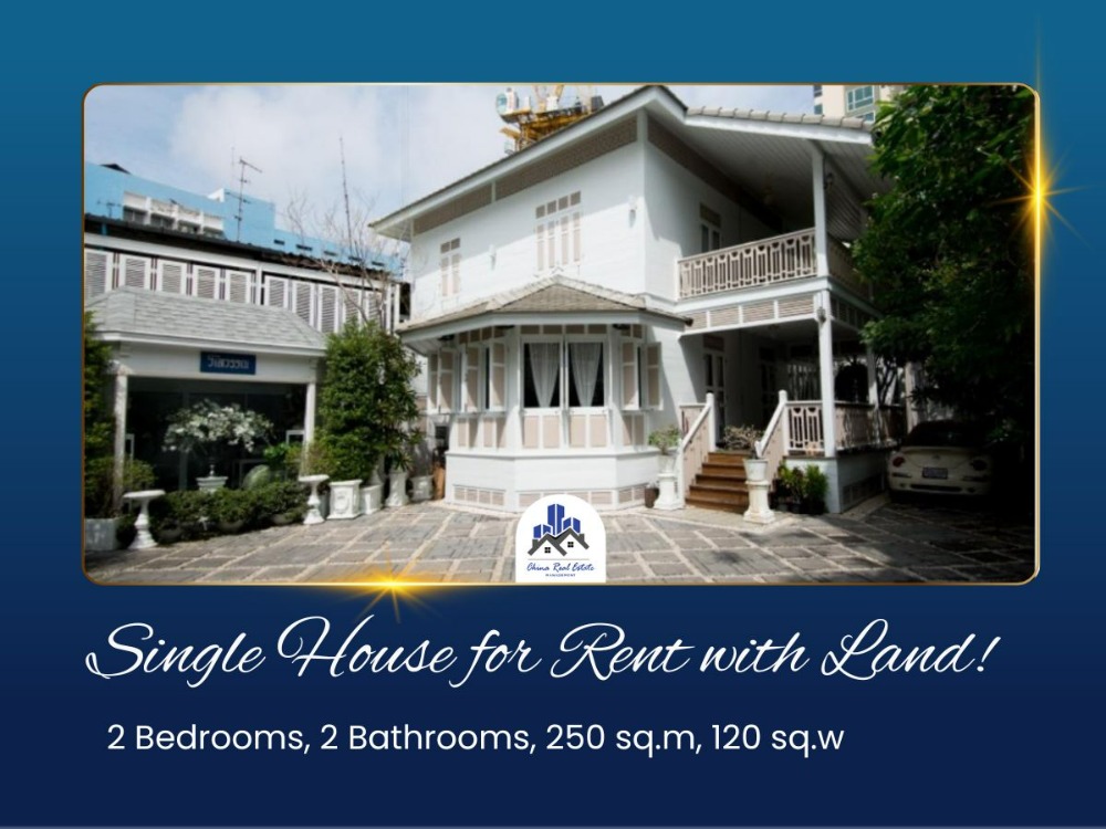 For RentHouseSilom, Saladaeng, Bangrak : [Rent] 🏠 2-Storey Single House for rent with land, Si Phraya area, Bang Rak, 2 Bedrooms