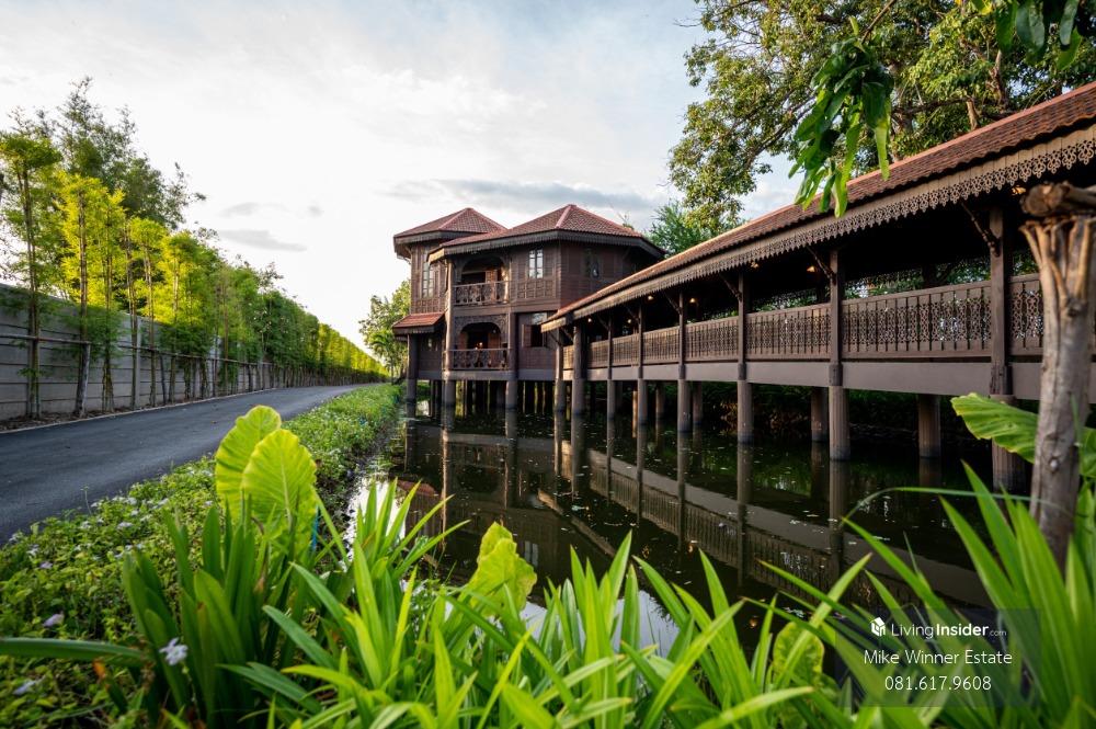 For RentHotel&Apartment BusinessLadkrabang, Suwannaphum Airport : For rent / sale Thai-style house next to the canal for weddings, restaurants, coffee shops, galleries, residences [Boon Estate]