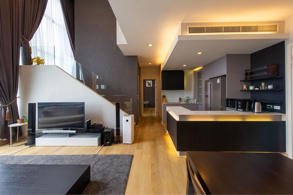 ให้เช่าคอนโดวงเวียนใหญ่ เจริญนคร : Rent only 70K Duplex 3bed3bath 120 Sqm, fl36, Near ICONSIAM, River View, BTS Krungthonburi call 0968516616