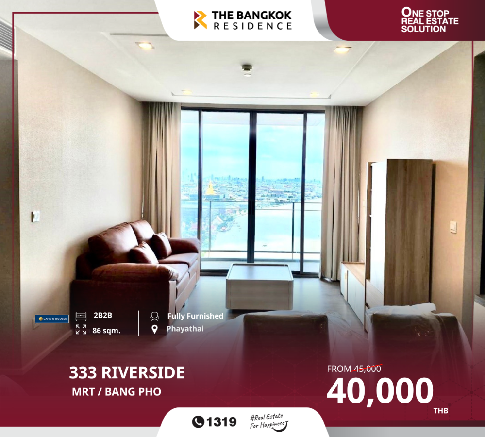For RentCondoBang Sue, Wong Sawang, Tao Pun : Beautiful room, fully furnished, ready to move in, 333 Riverside, near MRT Bang Pho.