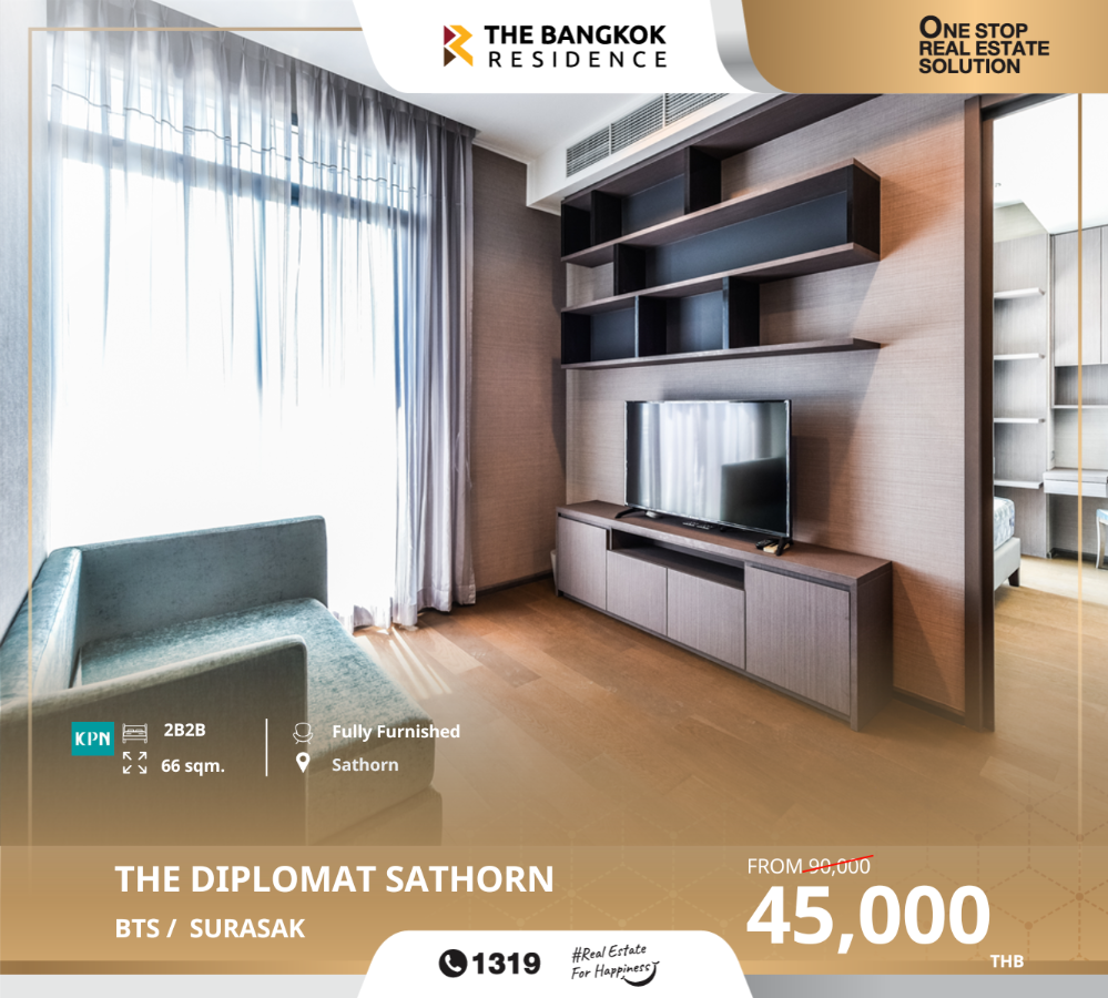 For RentCondoSathorn, Narathiwat : Beautiful room, ready to move in. High floor, very beautiful view, The Diplomat Sathorn, near BTS Surasak station. Luxury condo in the heart of the business district Elegant furniture decorated at a premium level.