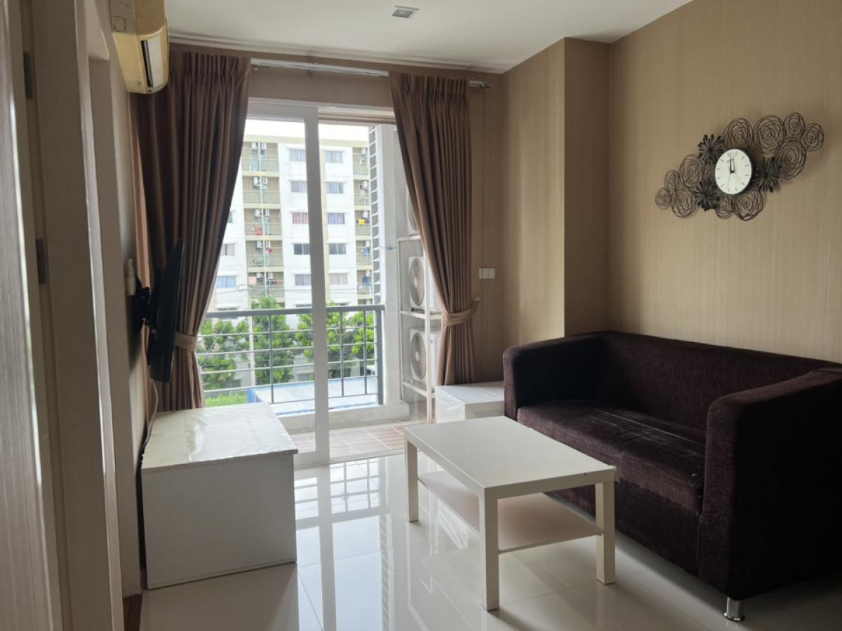 For RentCondoLadkrabang, Suwannaphum Airport : Condo for rent, Airlink Residence Romklao-Lat Krabang, 2 bedrooms, 1 bathroom, size 40 sq m, building 4, corner room, furniture, electrical appliances. Ready to move in 20/05/2024, near Suvarnabhumi Airport.