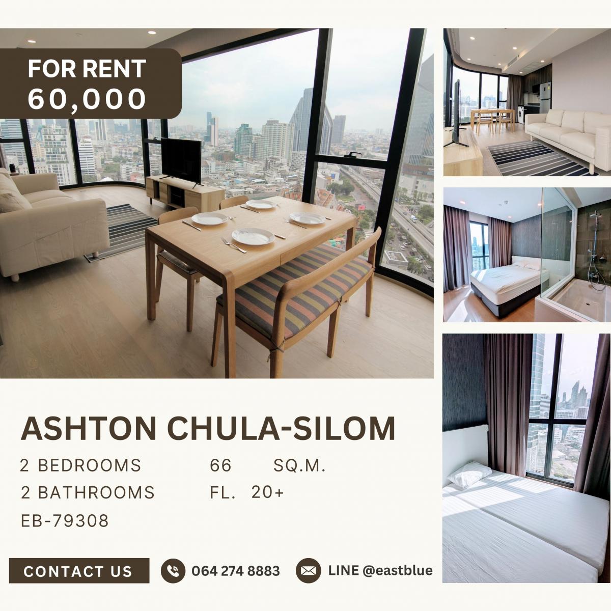 For RentCondoSiam Paragon ,Chulalongkorn,Samyan : Ashton Chula-Silom, 2 bed, 60000 per month