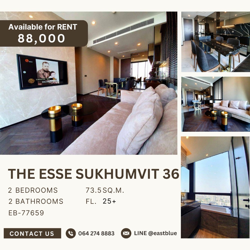 For RentCondoSukhumvit, Asoke, Thonglor : The Esse Sukhumvit 36 ​​2 Beds for rent 88k 064-274-8883