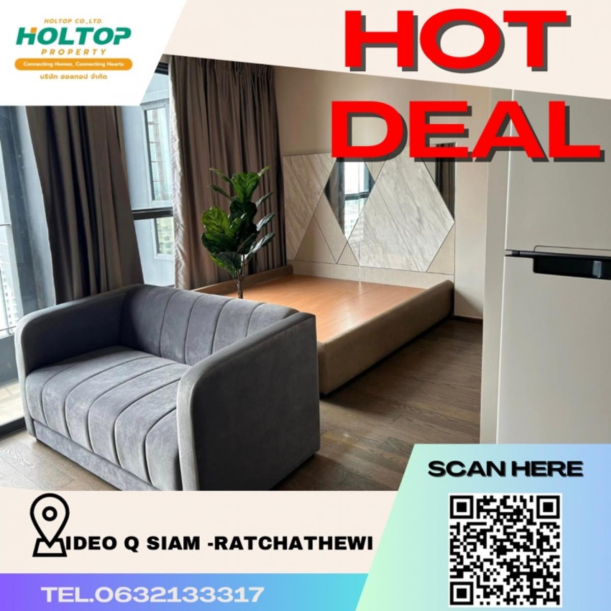 For RentCondoRatchathewi,Phayathai : #K186For rent  Ideo Q Siam-Ratchathewi 𝟭-𝗕𝗘𝗗 private lift✨Near BTS and Airport link