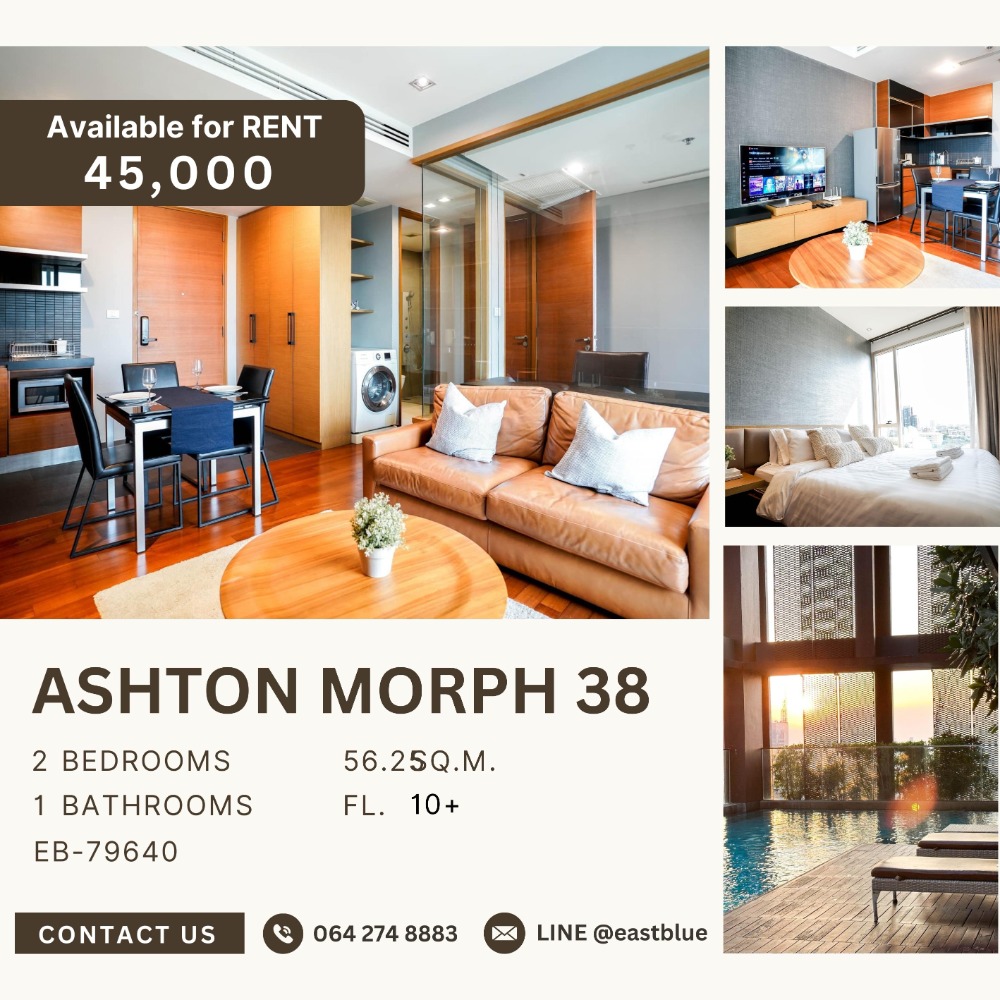 For RentCondoSukhumvit, Asoke, Thonglor : Pet-Friendly Ashton Morph 38 2 Beds 45k per month