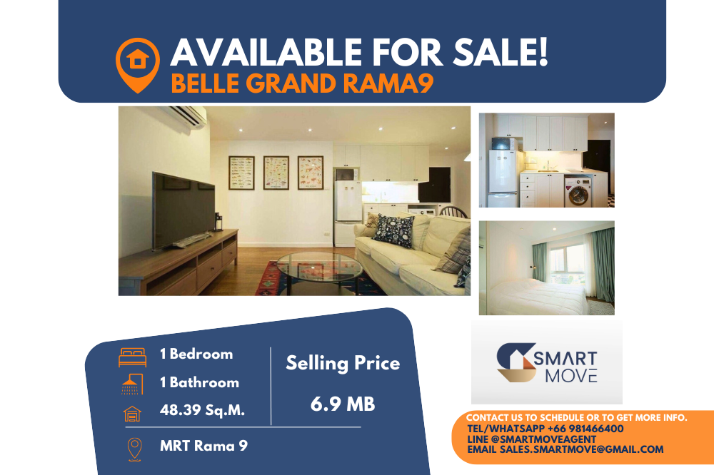 For SaleCondoRama9, Petchburi, RCA : Code C20230800570.......Belle Grand Rama 9 sale with tenant, 1 bedroom, 1 bathroom, high floor, furnished, Special Deal!!