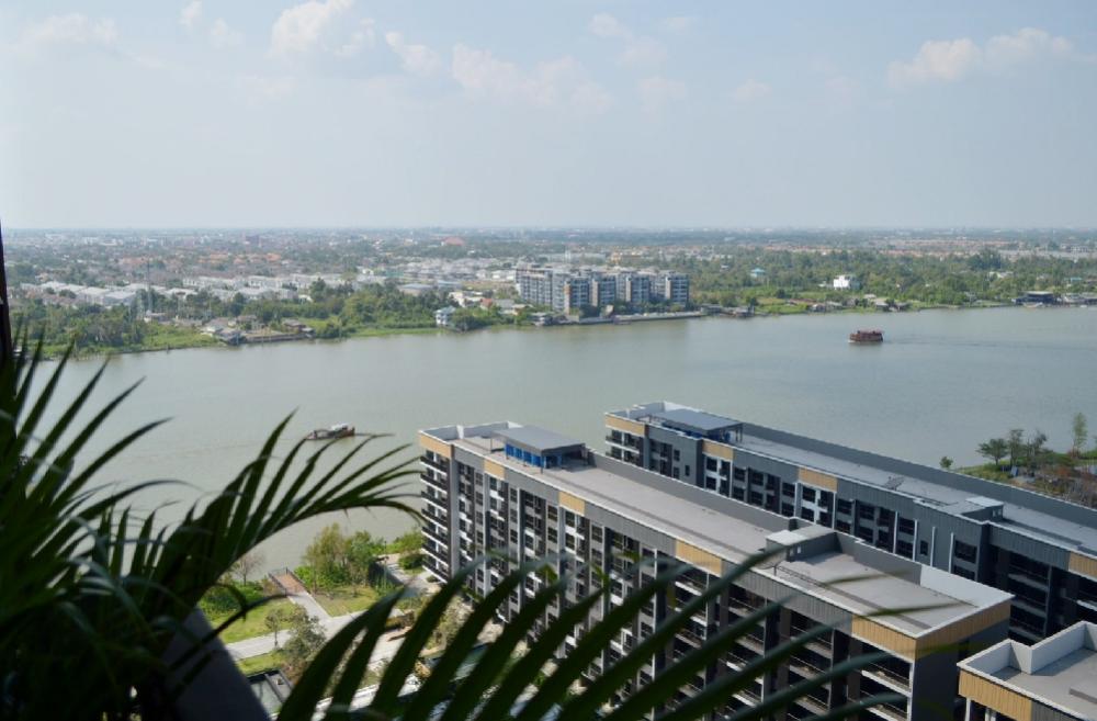 ให้เช่าคอนโดรัตนาธิเบศร์ สนามบินน้ำ พระนั่งเกล้า : politan rive ห้องมุม ขนาด 30 ตร.ม วิวสวนและแม่น้ำ ชั้น 19 เฟอร์ครบ พร้อมอยู่