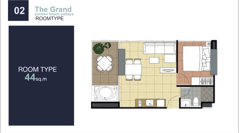 For SaleCondoPattaya, Bangsaen, Chonburi : The Grand Jomtien Pattaya Beach / 2 Bedrooms (FOR SALE), The Grand Jomtien Pattaya Beach / 2 Bedrooms (FOR SALE) NEWC205