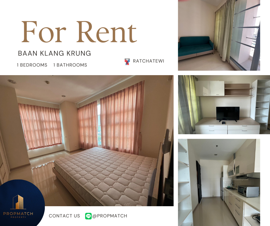 For RentCondoRatchathewi,Phayathai : Condo for rent Baan klang krung Siam-Pathumwan 1 bedroom 1 bathroom