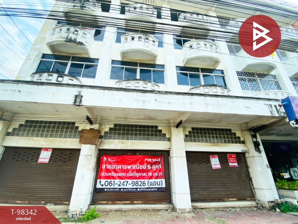 For SaleShop HouseMahachai Samut Sakhon : Commercial building for sale, 6 units, area 64 sq m, Bang Krachao, Samut Sakhon