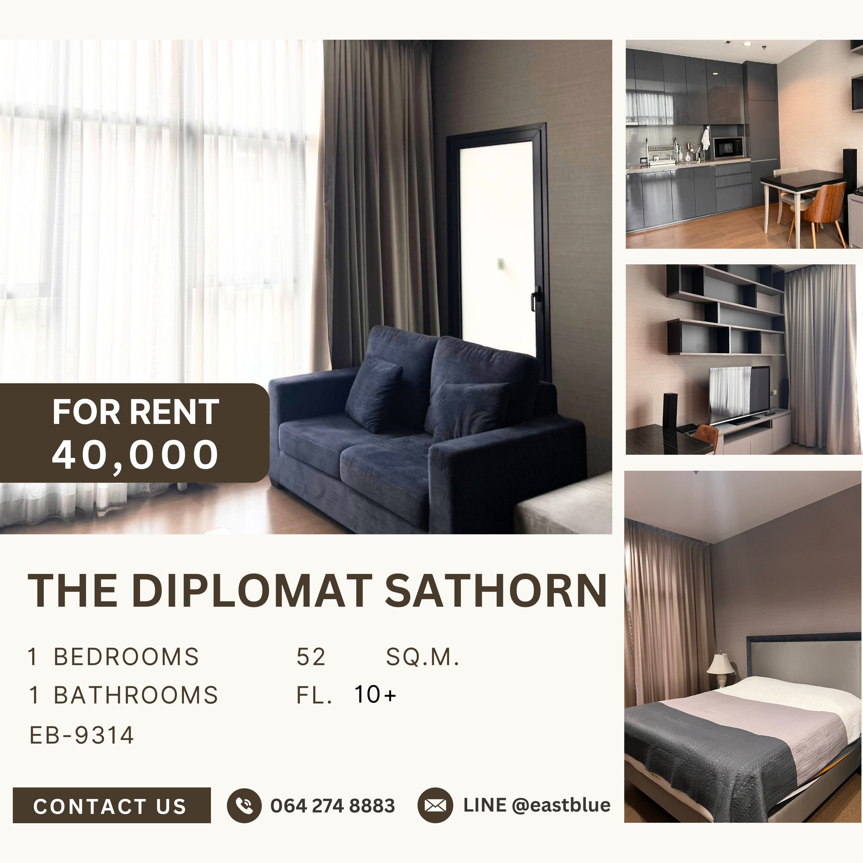 ให้เช่าคอนโดสาทร นราธิวาส : ราคาจริงรวมค่าใช้จ่ายแล้วให้เช่าคอนโด The Diplomat Sathorn 1 ห้องนอน ใกล้ BTS Surasak! ราคาดี 35,000 บาท พร้อมสระว่ายน้ำ-ฟิตเนส ครบครัน!