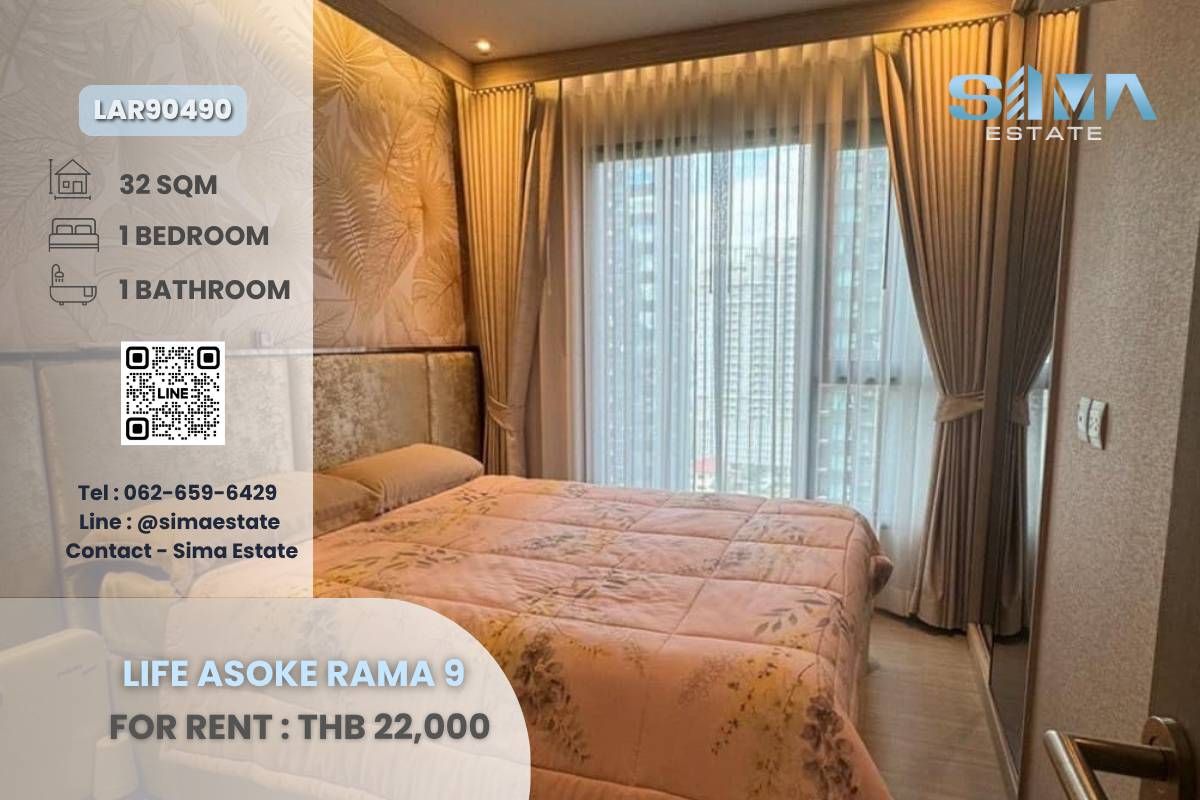 For RentCondoRama9, Petchburi, RCA : For rent ☁️Life Asoke Rama 9☁️Beautiful room, well decorated, vacant, ready to move in☀️