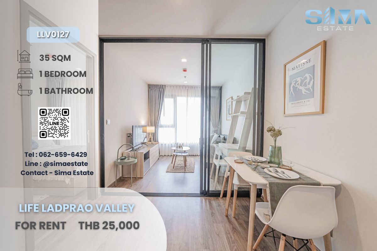 For RentCondoLadprao, Central Ladprao : For rent ☁️Life Ladprao Valley☁️Beautiful room, well decorated, high floor, ready to move in☀️