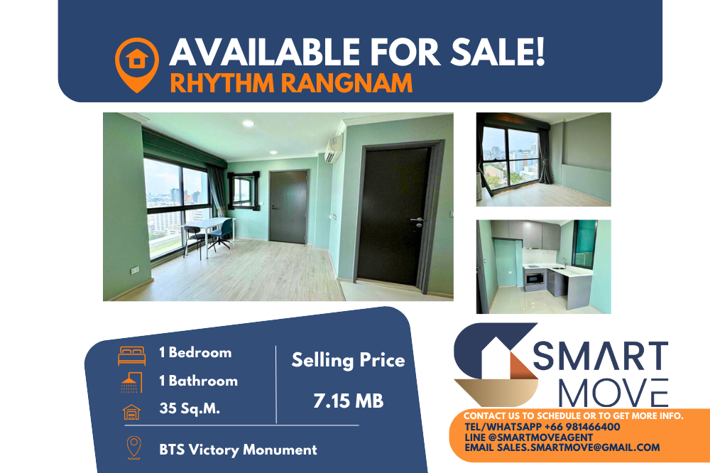 For SaleCondoRatchathewi,Phayathai : 💥💥FOR SALE !!💥💥 Code C20240700085......Rhythm Rangnam, 1 bedroom, 1 bathroom, high floor 21+, Partly Furnished, Special Deal!!📢📢