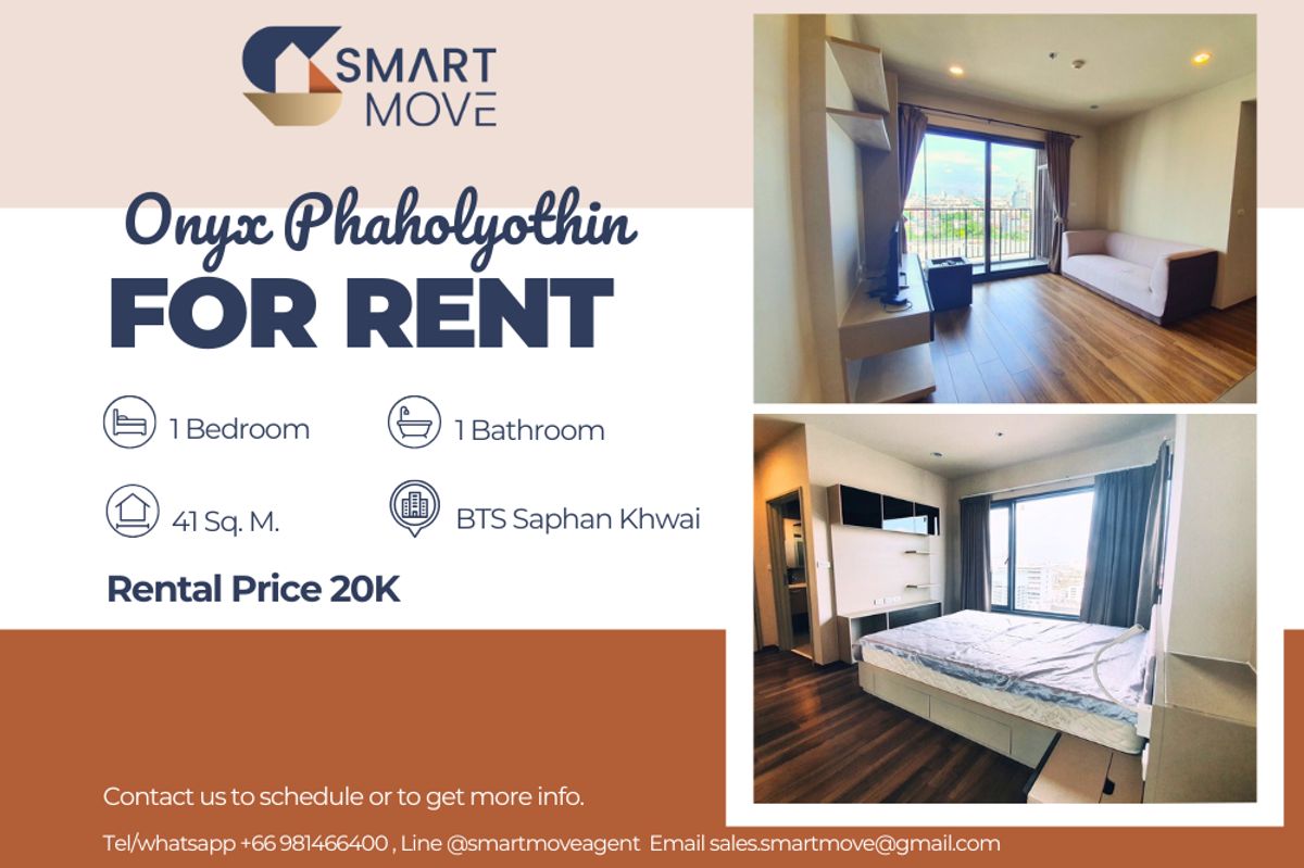 For RentCondoSapankwai,Jatujak : 🔥FOR RENT !!🔥 Code C20230104847..........Onyx Phaholyothin, 1 bedroom, 1 bathroom, high floor 15+, furnished, ready to move in📢📢